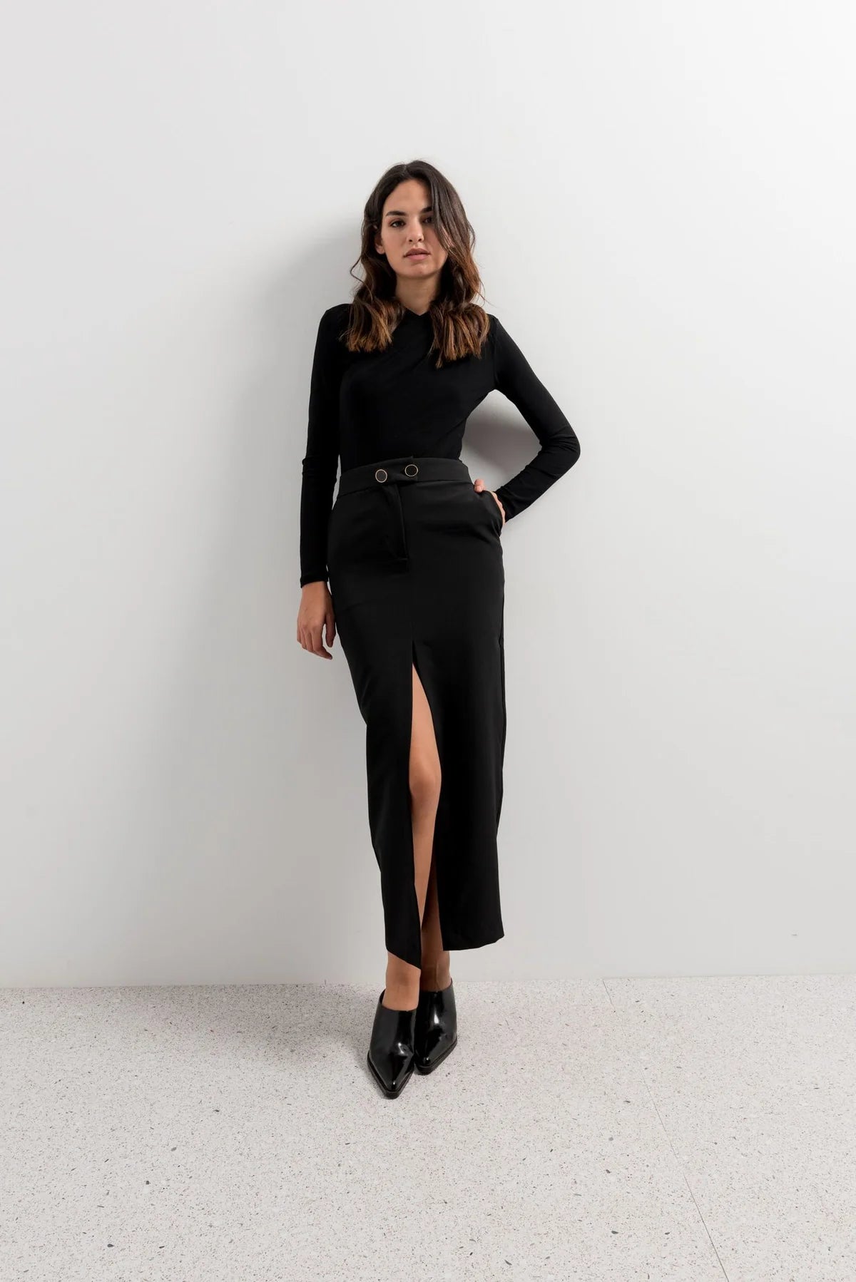 FALDA MIDI BOTONES
