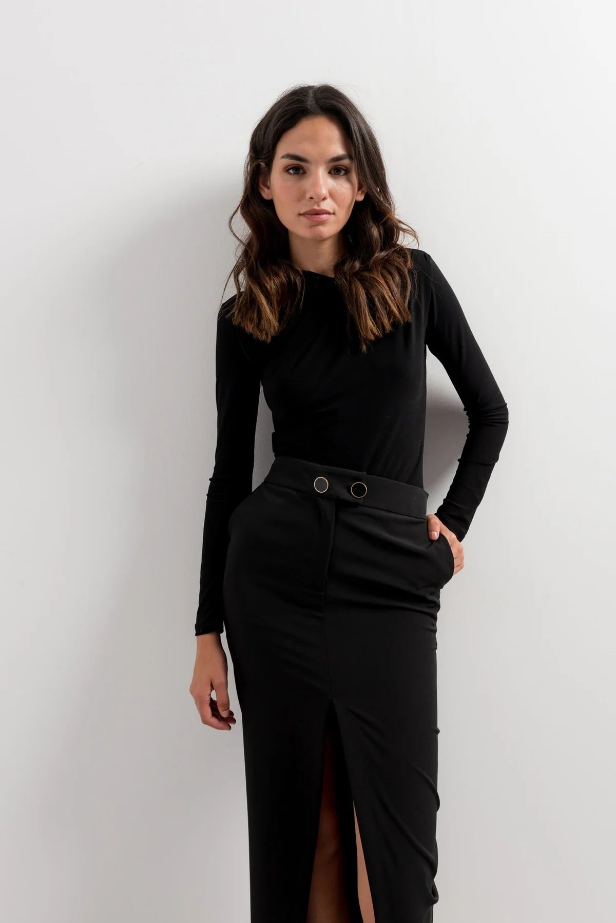 FALDA MIDI BOTONES