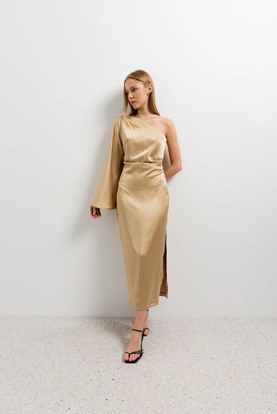 VESTIDO MIDI ASIMETRICO