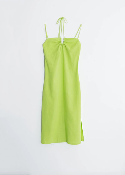VESTIDO MIDI CON LINO