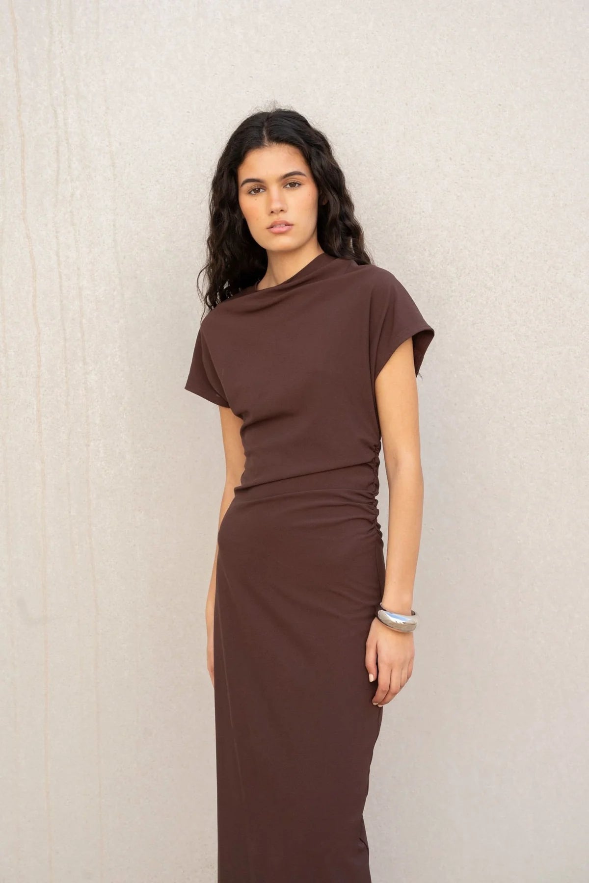 VESTIDO MIDI DRAPEADO
