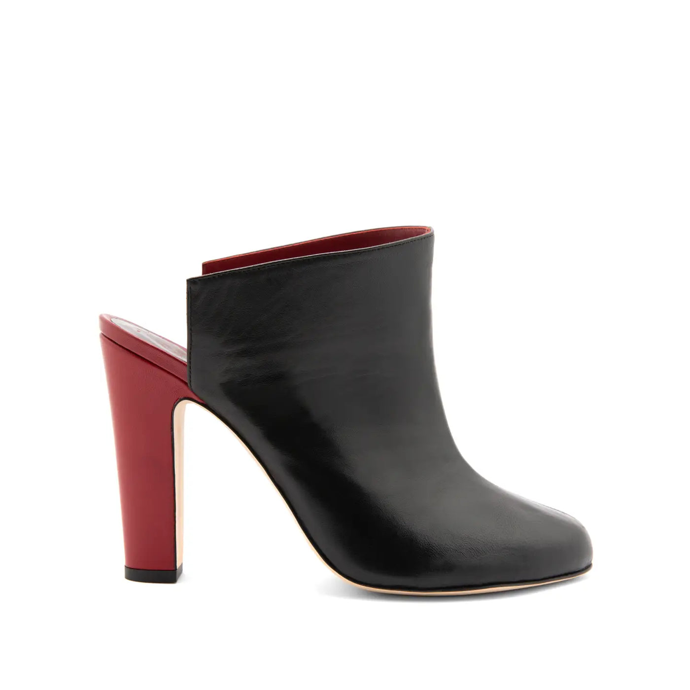 Zapato de tacón ancho Lory Napa Negro Napa Rojo 100mm