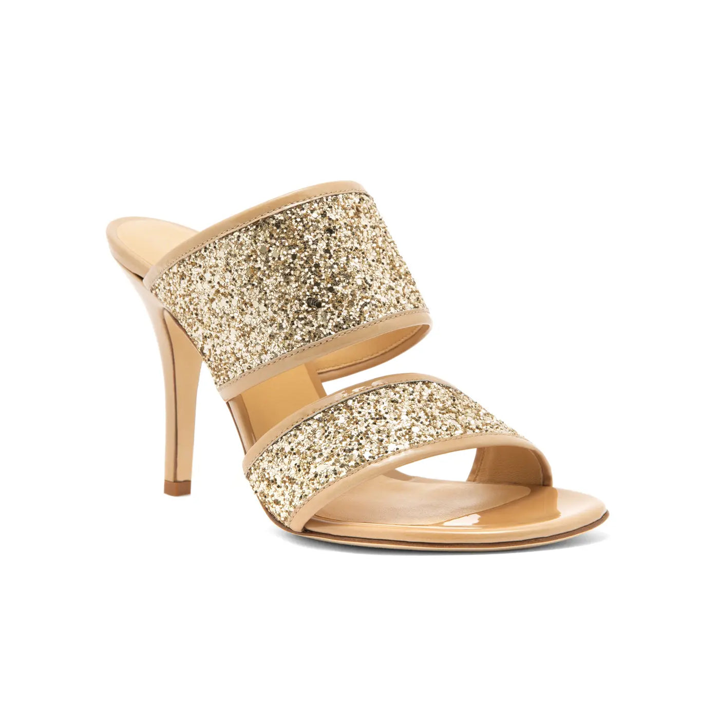 Sandalia  Nicole Glitter Oro Barniz Arena 80mm