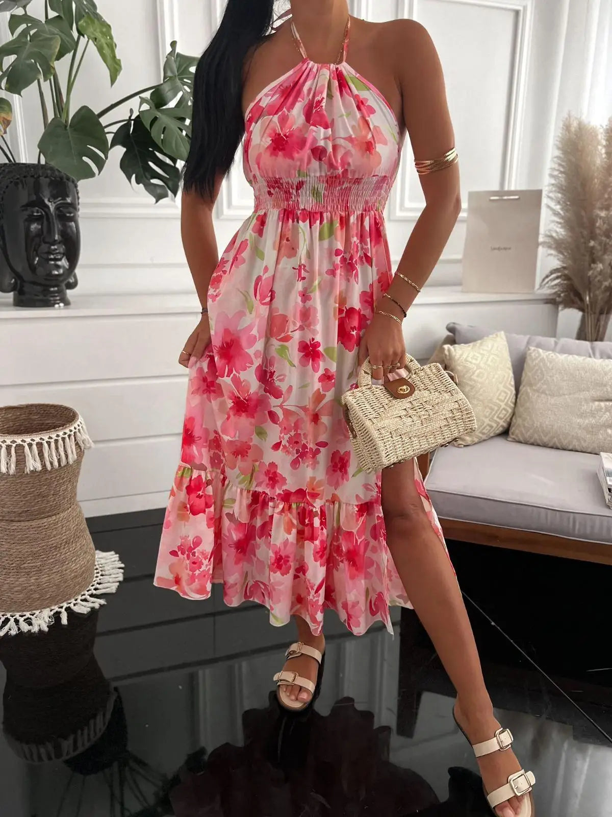 Vestido largo estampado floral