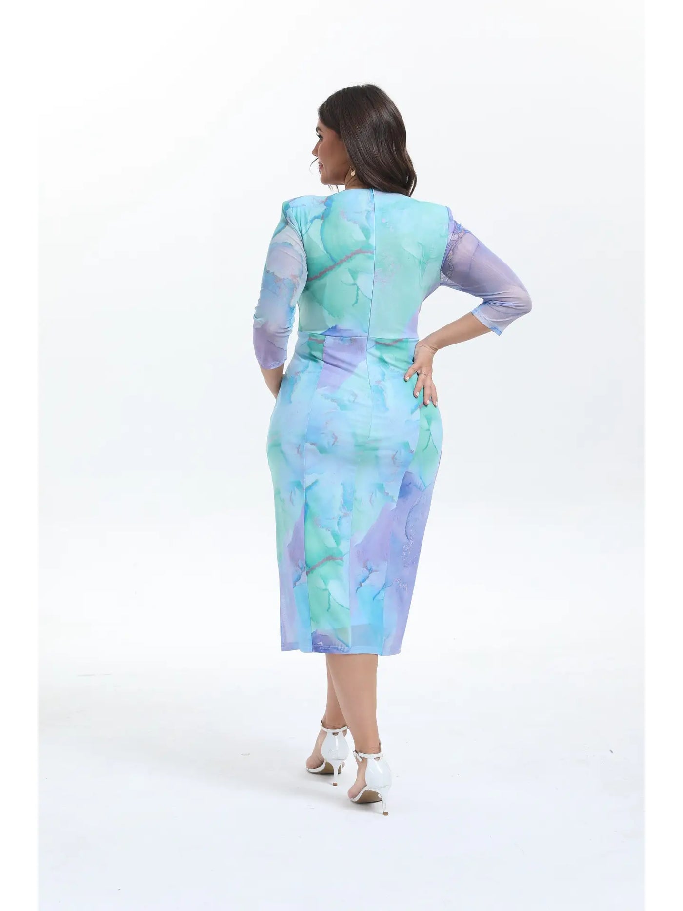 Vestido de manga larga estampado
