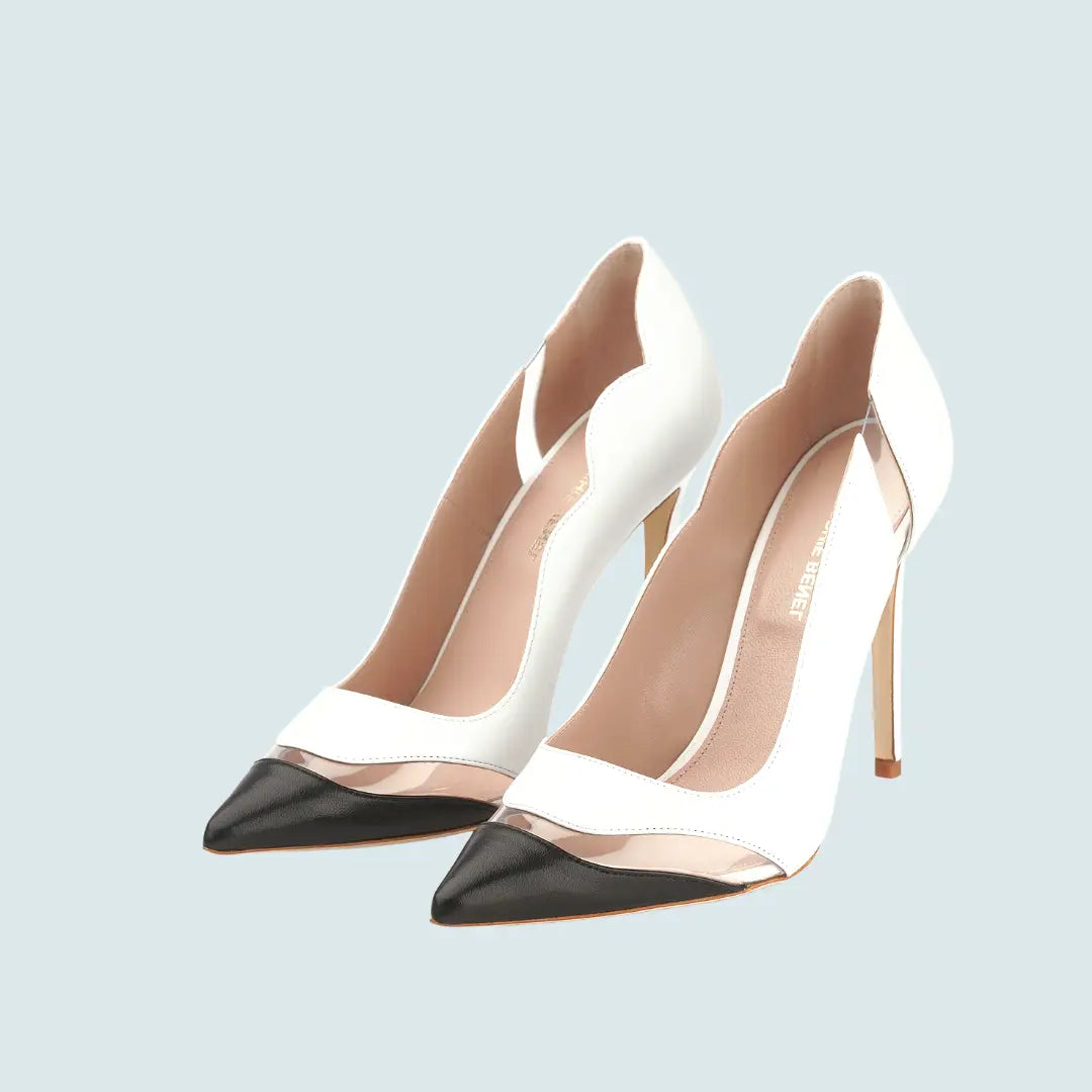 ZAPATO TACÓN STILETTO BICOLOR DE PIEL TRANSPARENTE