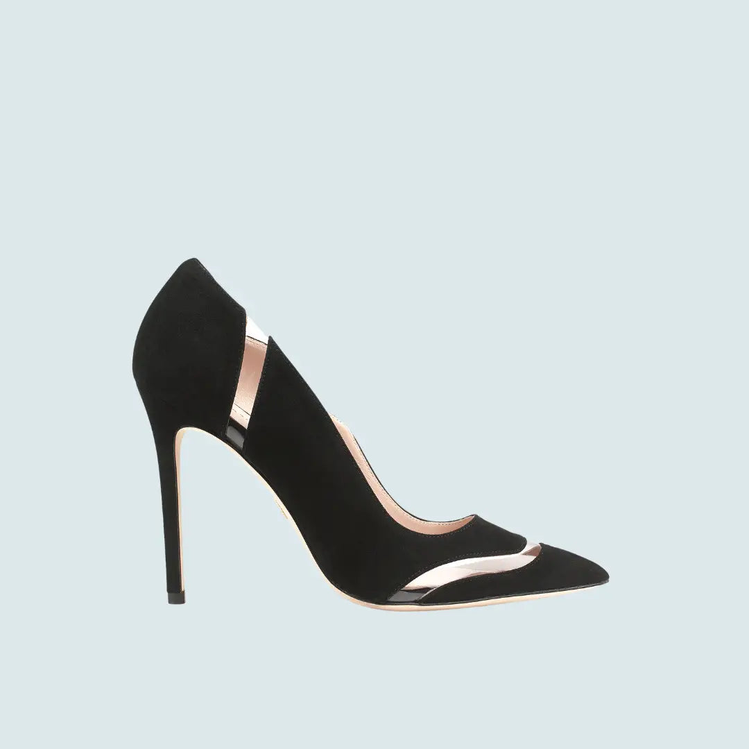 ZAPATOS DE TACÓN ALTO CON PUNTA PUNTIAGUDA DE TERCIOPELO NEGRO