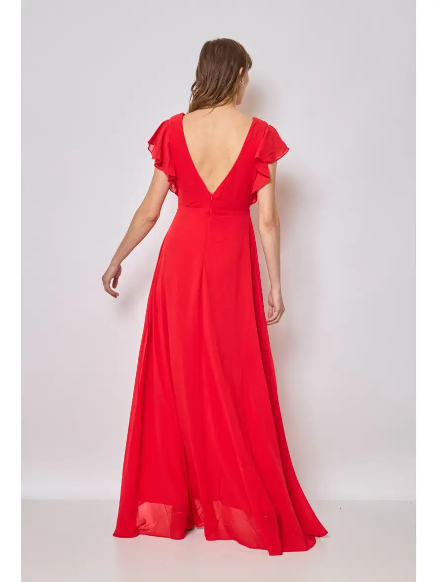 Vestido de noche largo escote en V