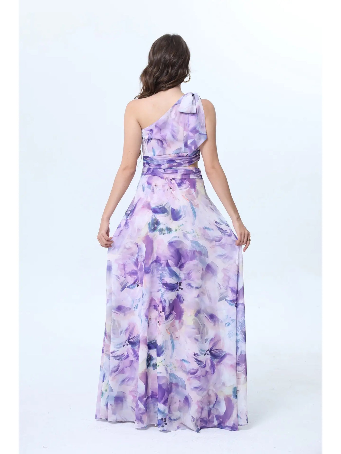 Vestido largo asimétrico estampado floral