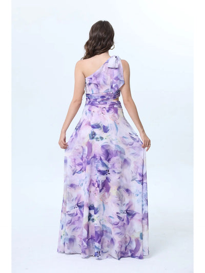 Vestido largo asimétrico estampado floral