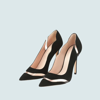 ZAPATOS DE TACÓN ALTO CON PUNTA PUNTIAGUDA DE TERCIOPELO NEGRO
