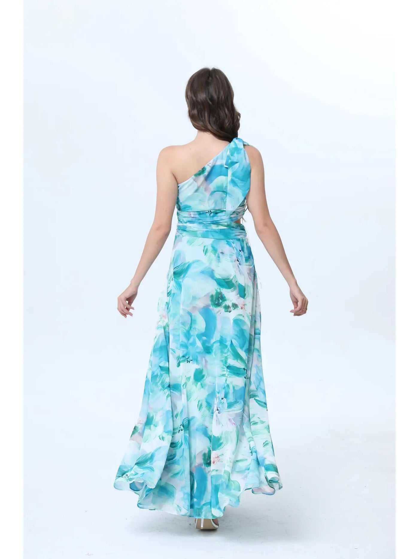 Vestido largo asimétrico estampado floral