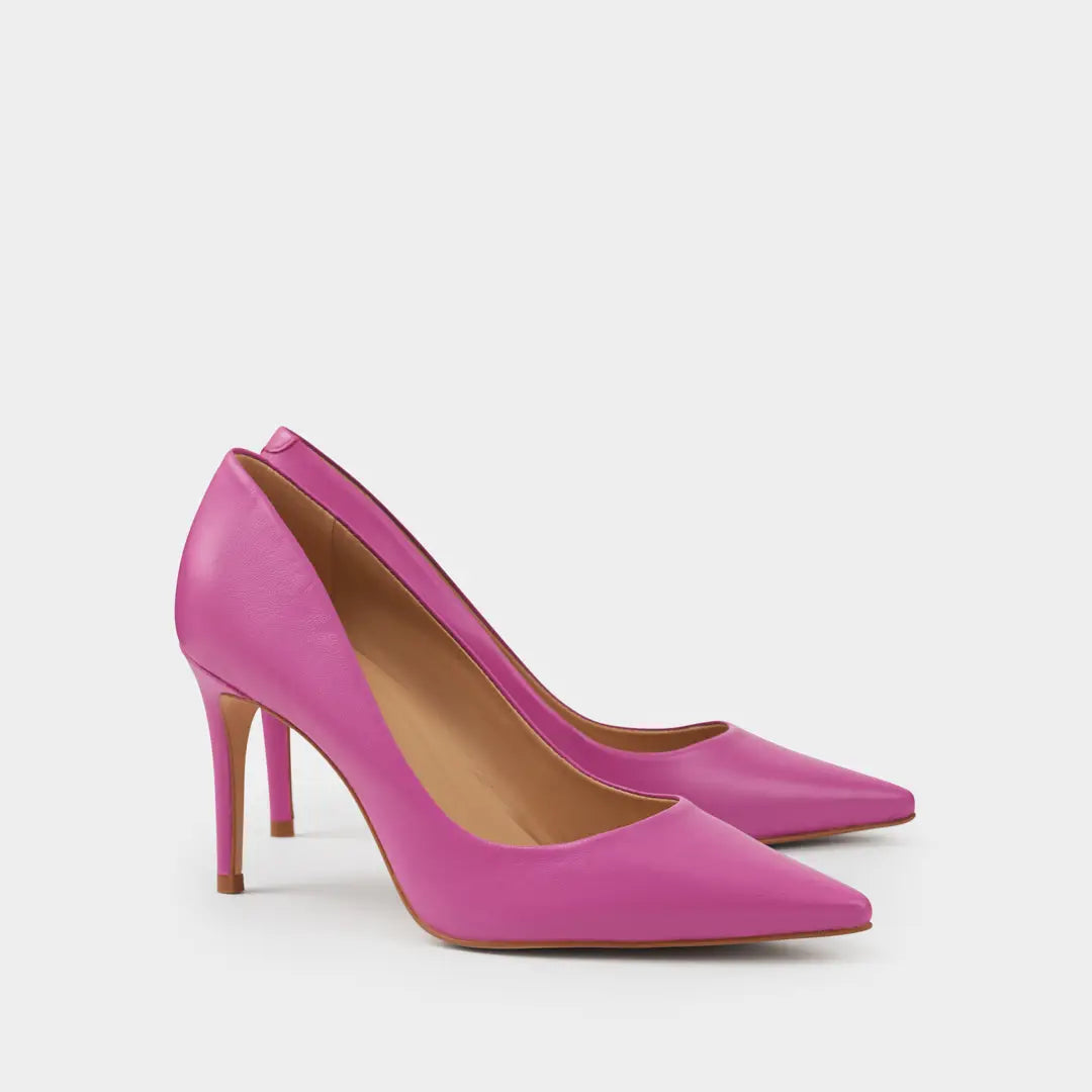 Zapatos Stilettos Venus morados de piel de cabra.
