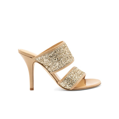 Sandalia  Nicole Glitter Oro Barniz Arena 80mm