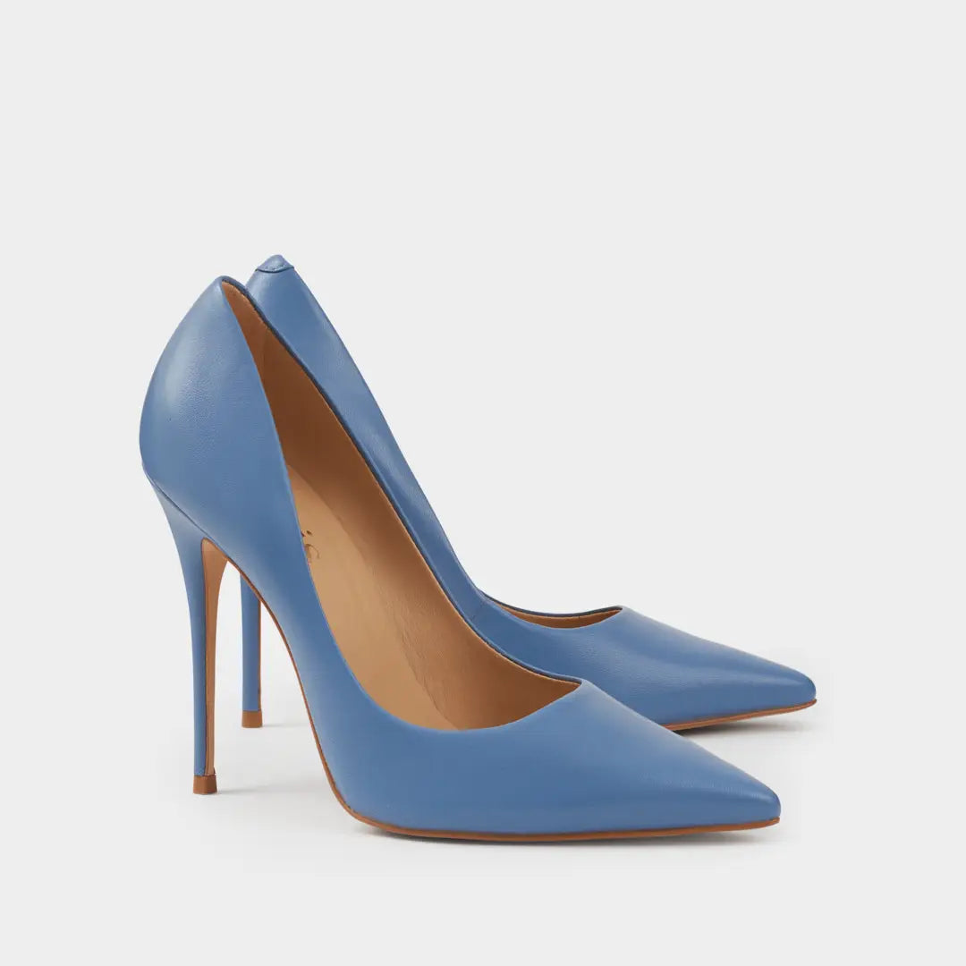 Zapatos Stilettos Venus azules de piel de cabra.