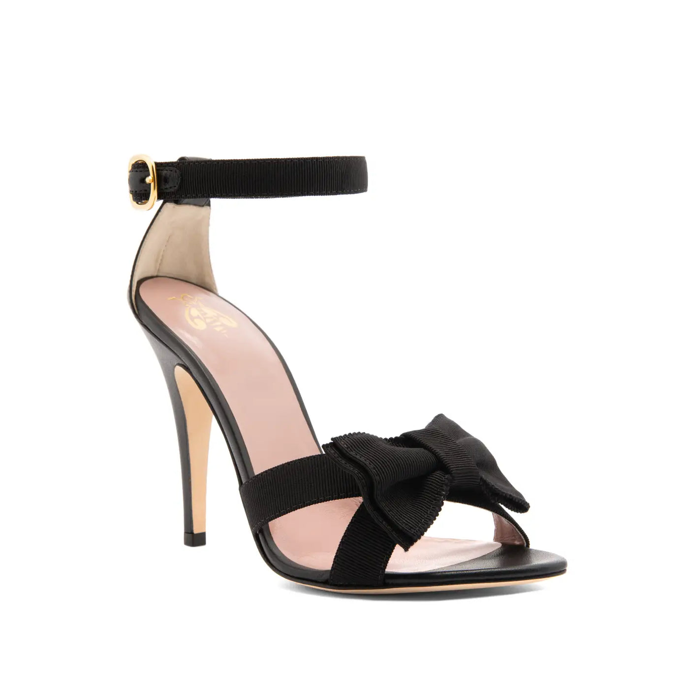 Sandalia Greta Lazo Gros Grain Negro Napa Negro 100mm