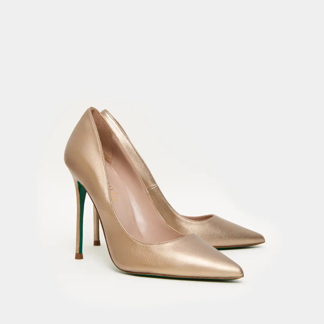 Zapatos Stilettos Madrid dorados de piel metalizada