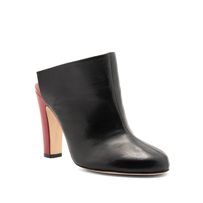 Zapato de tacón ancho Lory Napa Negro Napa Rojo 100mm