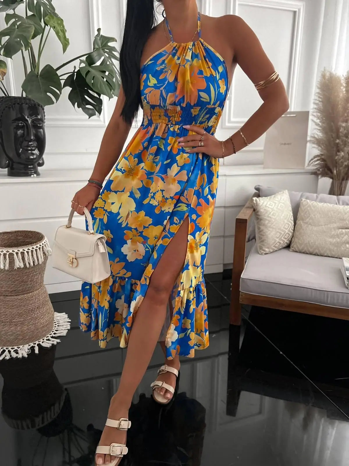 Vestido largo estampado floral