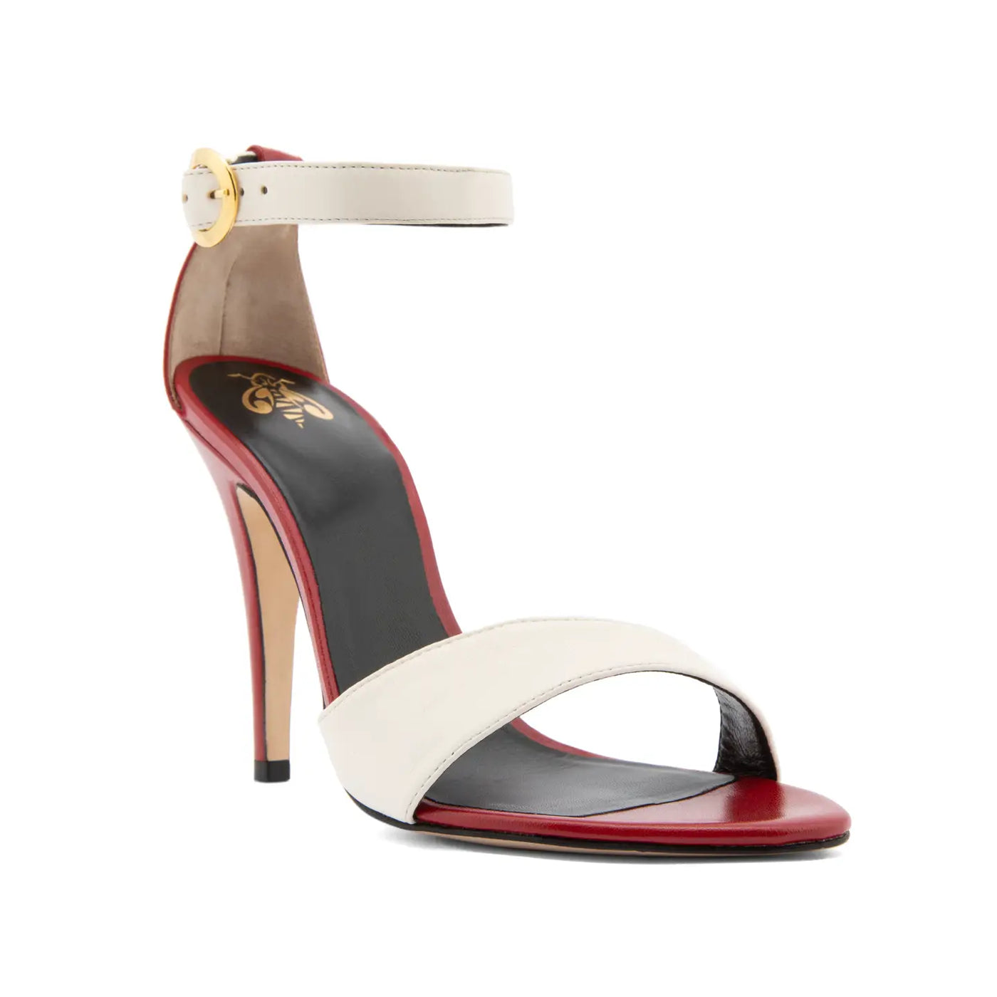 Sandalia bicolor Sophie Napa Crema Napa Roja 110mm