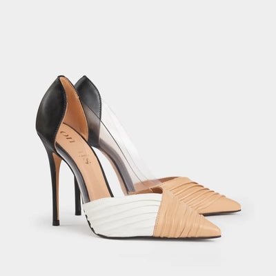 Zapatos Stilettos Aurora combinados de piel de cabra y vinilo