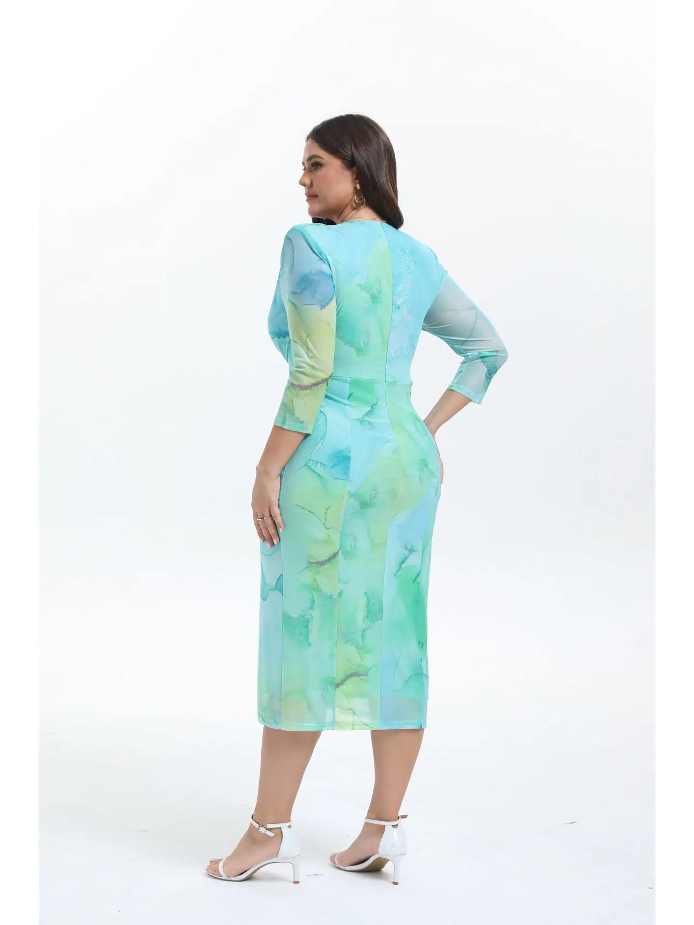 Vestido de manga larga estampado