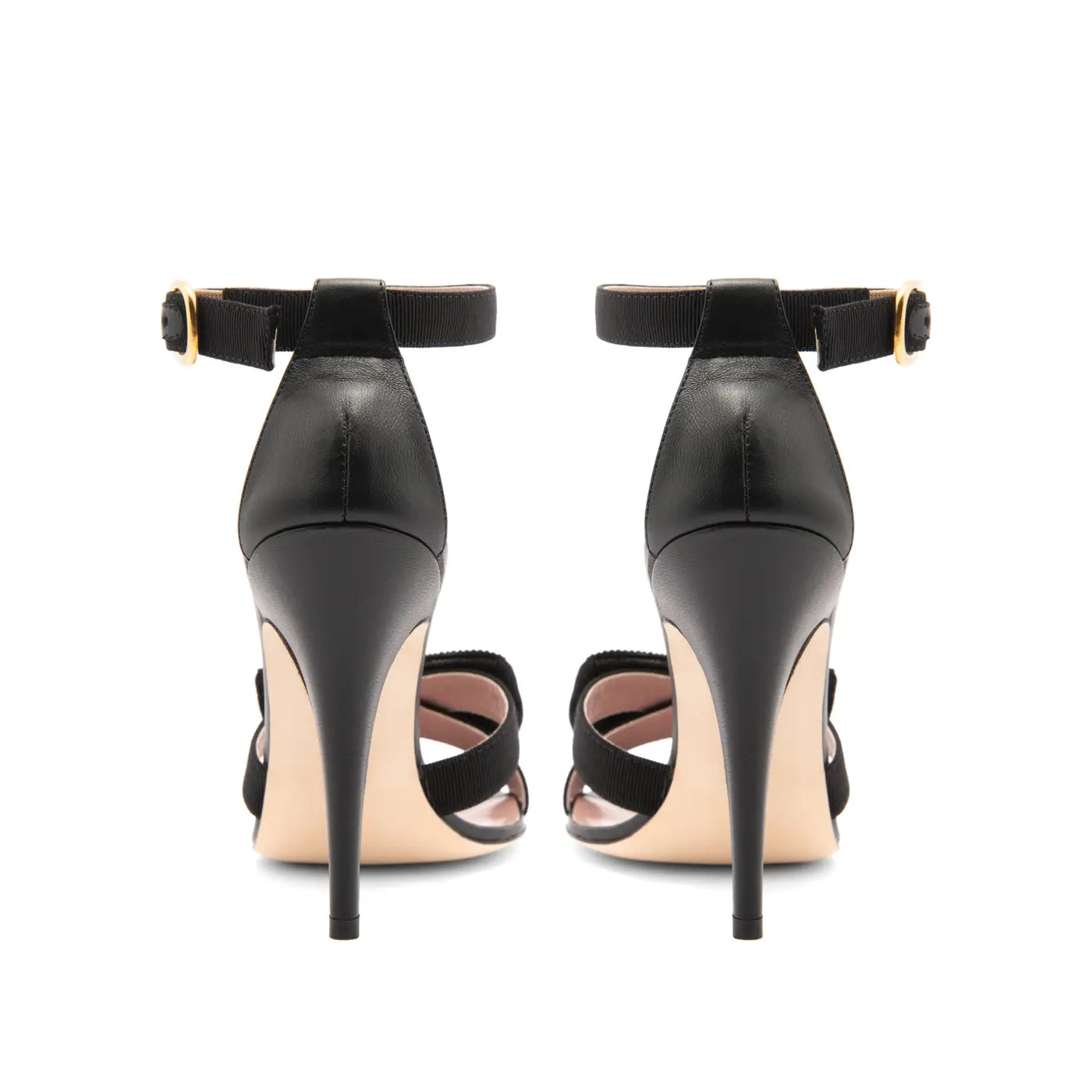 Sandalia Greta Lazo Gros Grain Negro Napa Negro 100mm