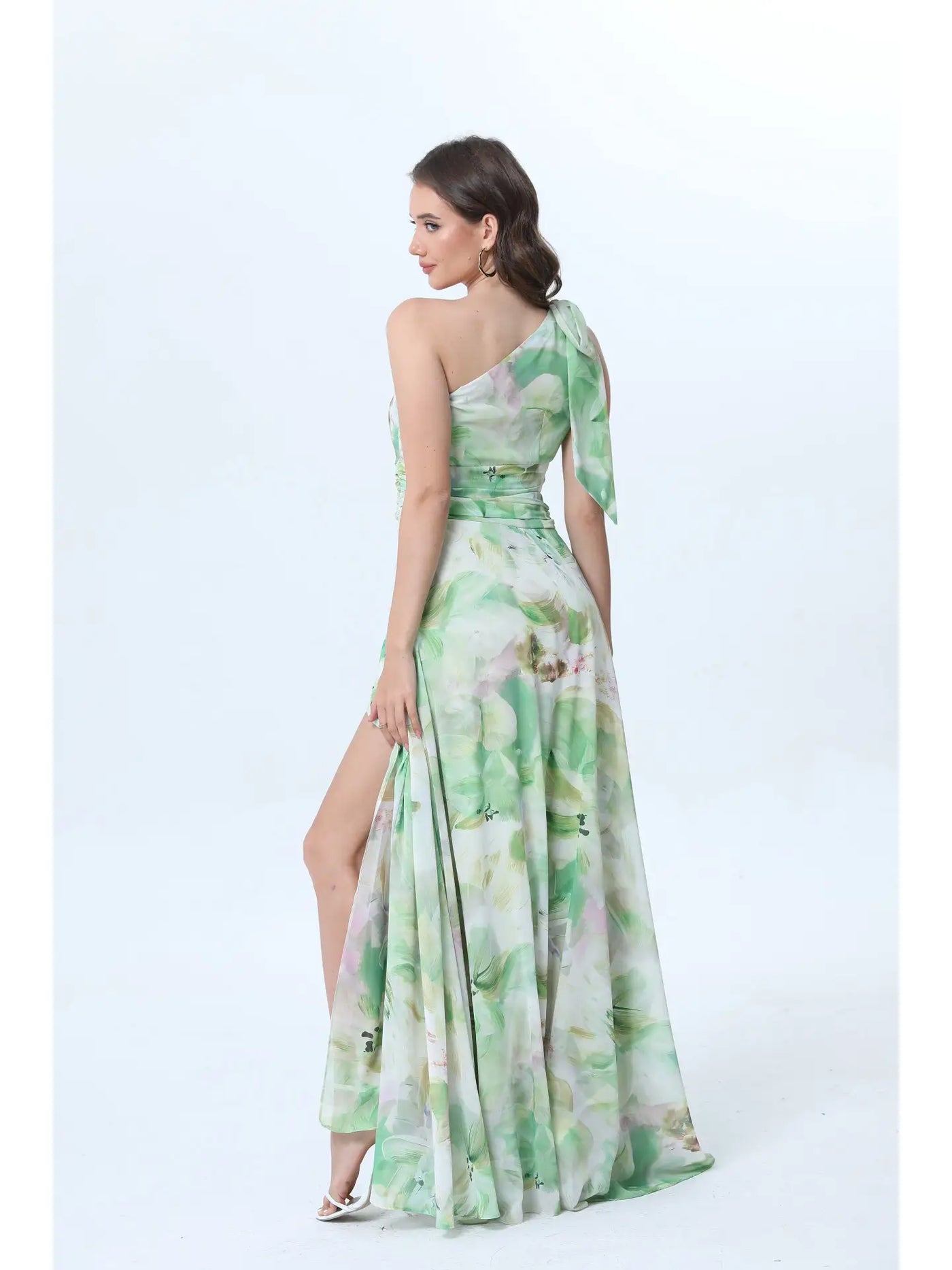 Vestido largo asimétrico estampado floral