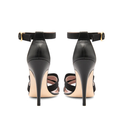 Sandalia Greta Lazo Gros Grain Negro Napa Negro