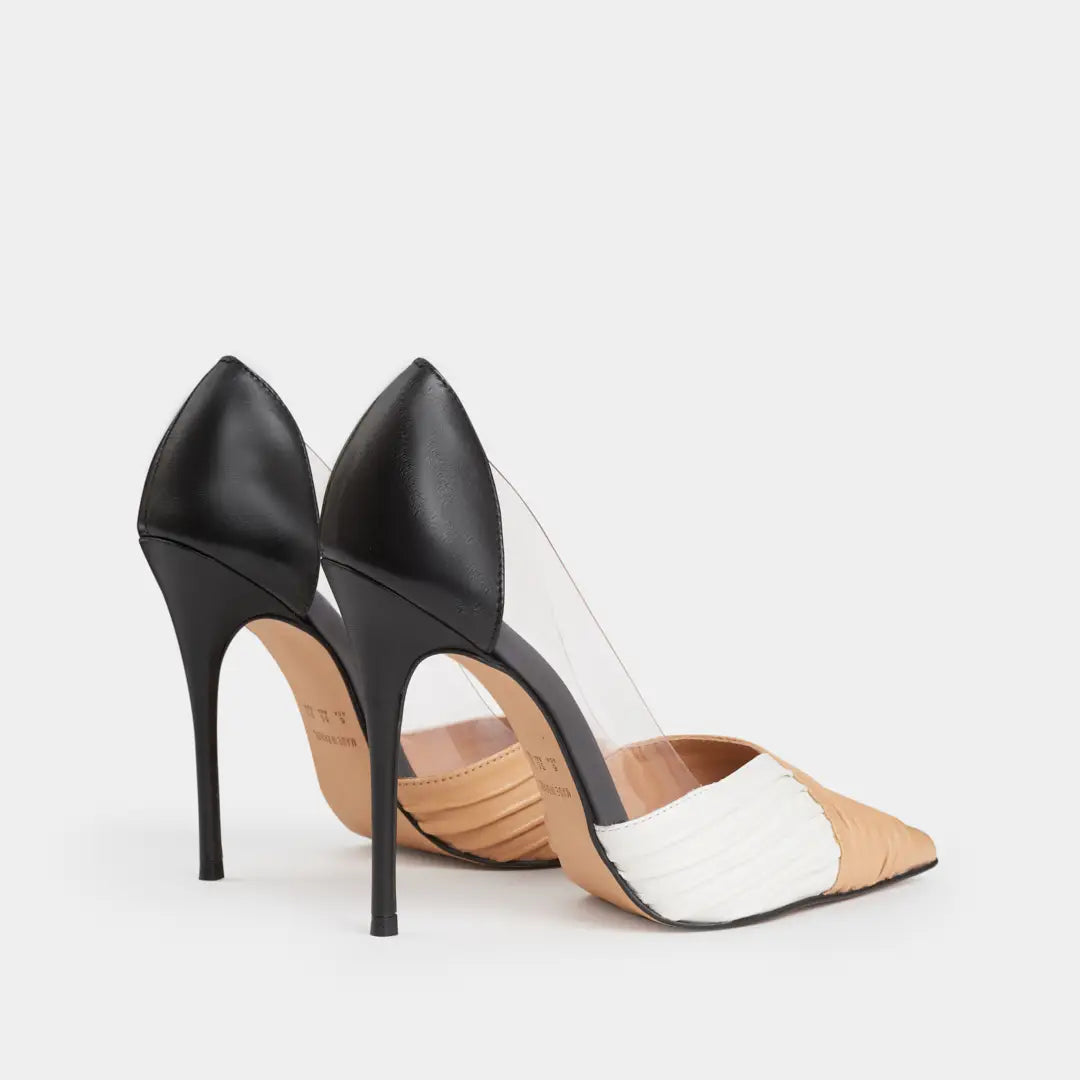 Zapatos Stilettos Aurora combinados de piel de cabra y vinilo