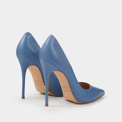 Zapatos Stilettos Venus azules de piel de cabra.