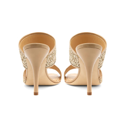 Sandalia  Nicole Glitter Oro Barniz Arena 80mm
