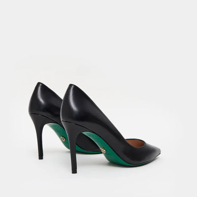 Zapatos Stilettos Viena negros en piel de cabra.