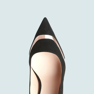 ZAPATOS DE TACÓN ALTO CON PUNTA PUNTIAGUDA DE TERCIOPELO NEGRO