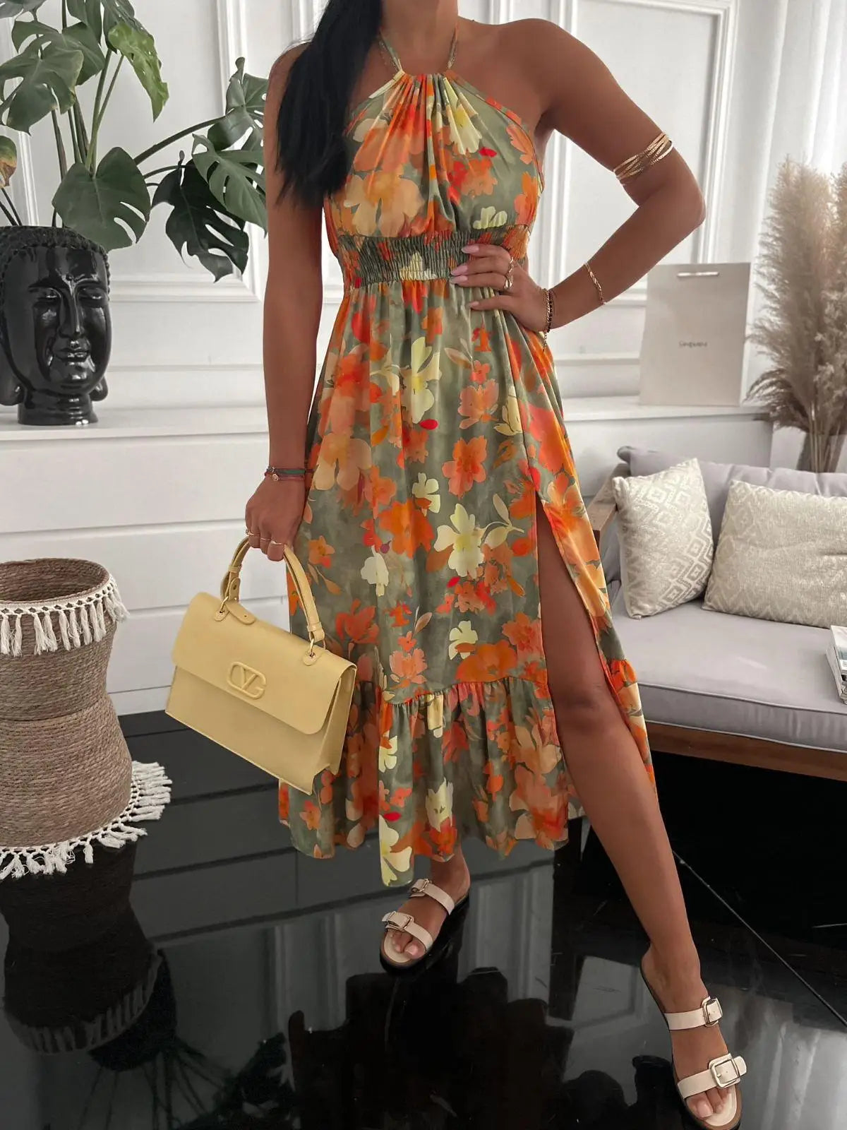 Vestido largo estampado floral
