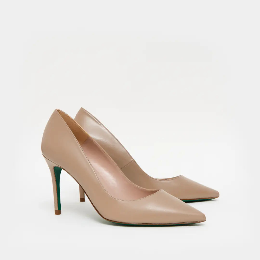 Zapatos Stilettos Viena camel en piel de cabra.