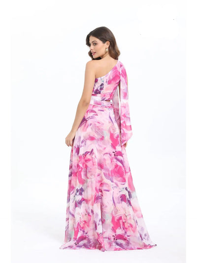 Vestido largo asimétrico estampado floral