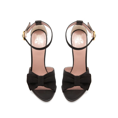 Sandalia Greta Lazo Gros Grain Negro Napa Negro
