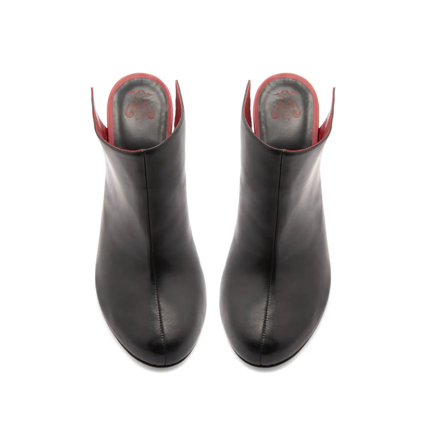 Zapato de tacón ancho Lory Napa Negro Napa Rojo 100mm