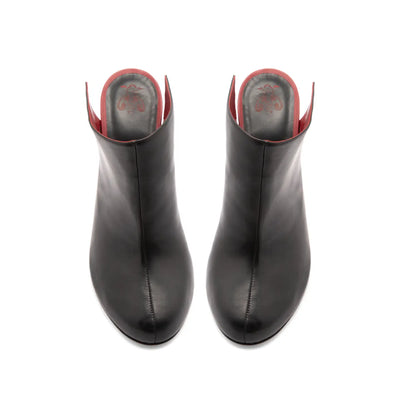 Zapato de tacón ancho Lory Napa Negro Napa Rojo 100mm