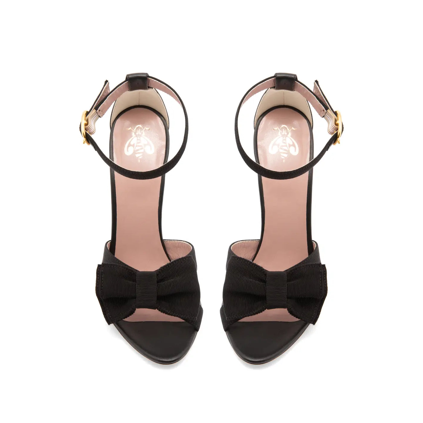 Sandalia Greta Lazo Gros Grain Negro Napa Negro 100mm