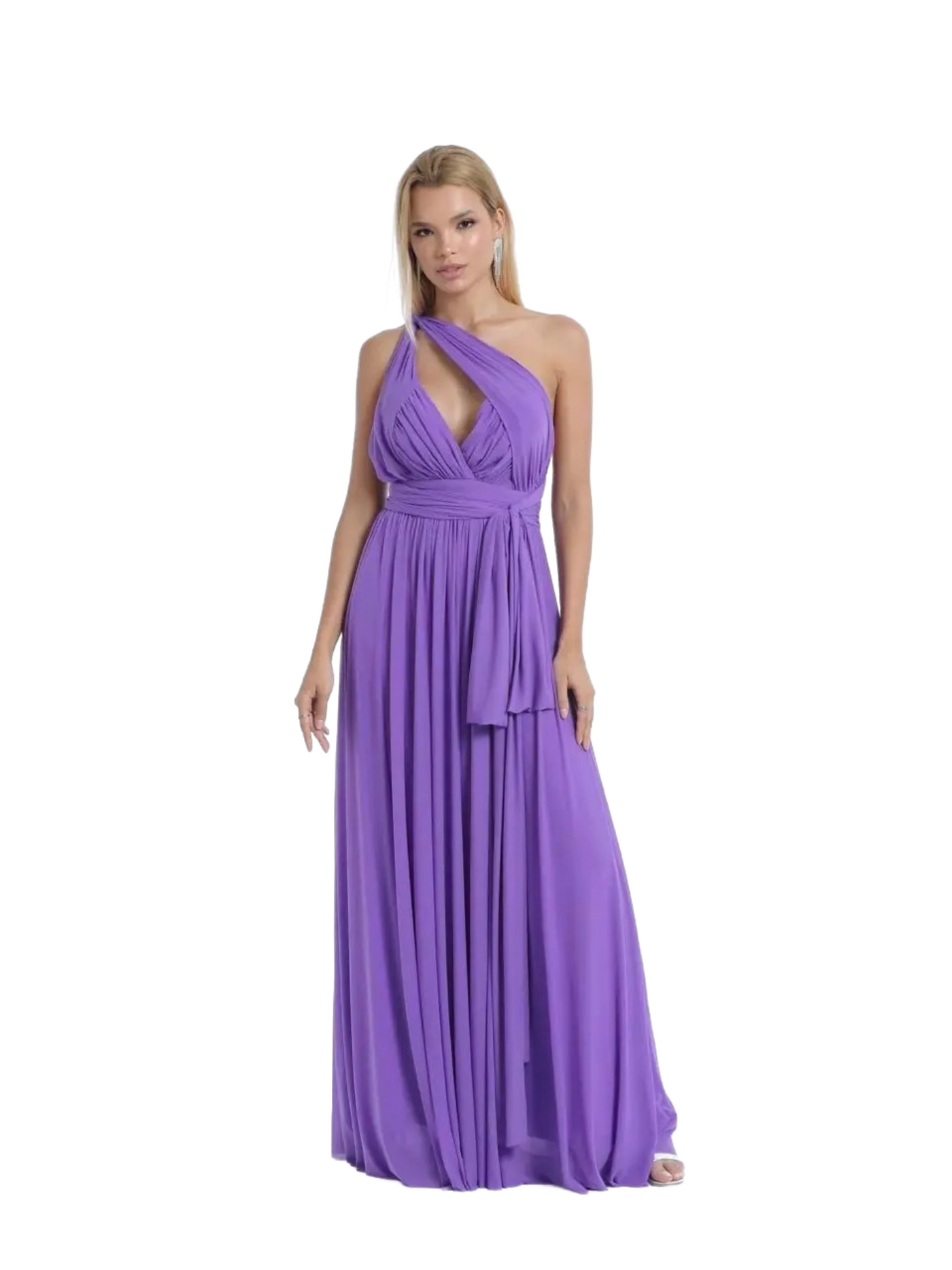vestido convertible con abertura,