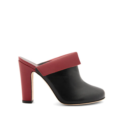 Zapato de tacón ancho Lory Napa Negro Napa Rojo 100mm