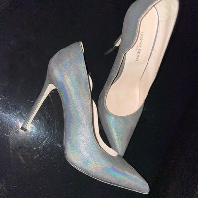 ZAPATOS DE PIEL HOLOGRÁFICOS CON PURPURINA NEGRA