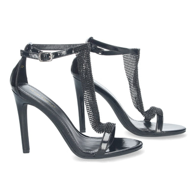 Sandalias de Fiesta con Tacón Alto Negro