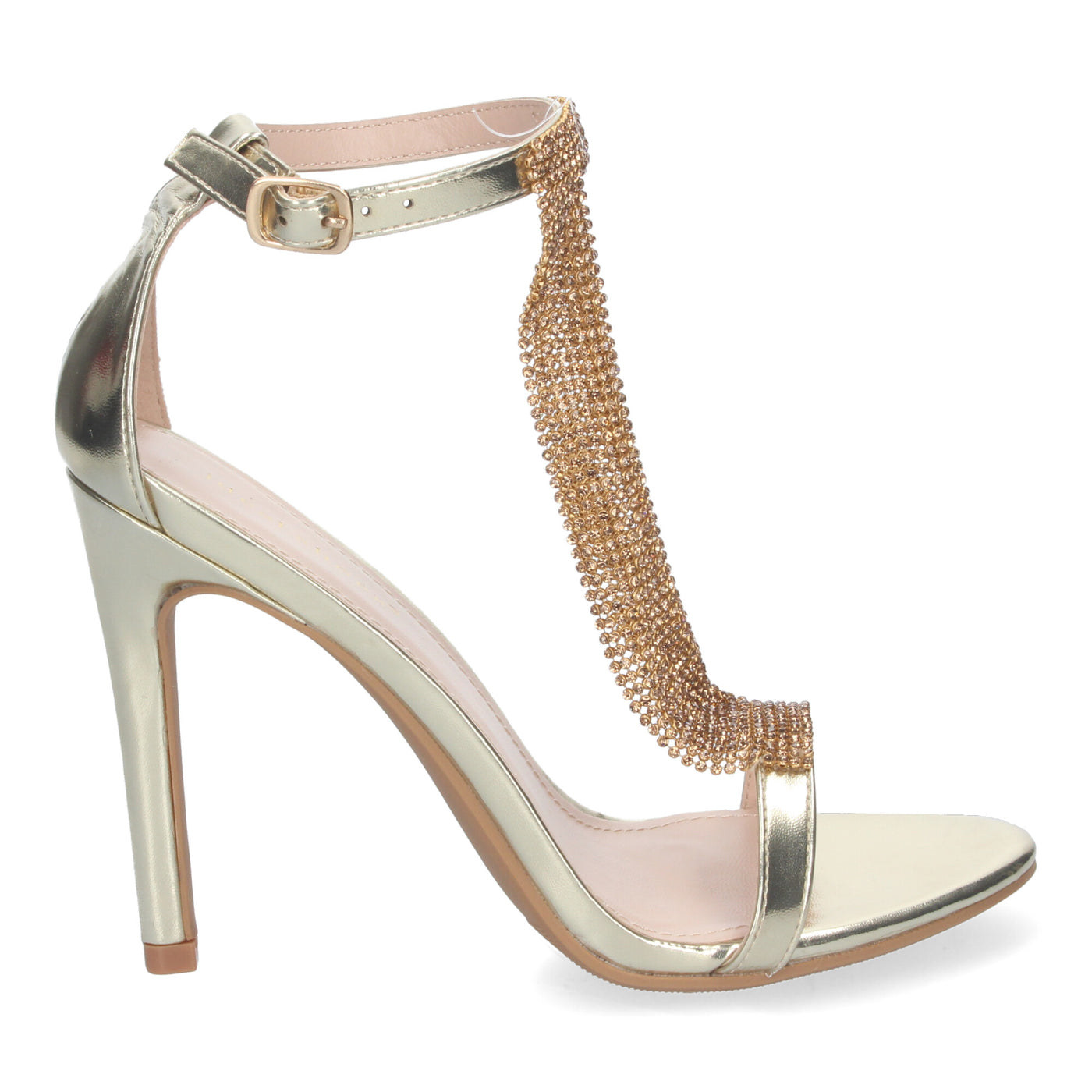 Sandalias de Fiesta con Tacón Alto Oro