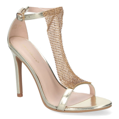 Sandalias de Fiesta con Tacón Alto Oro