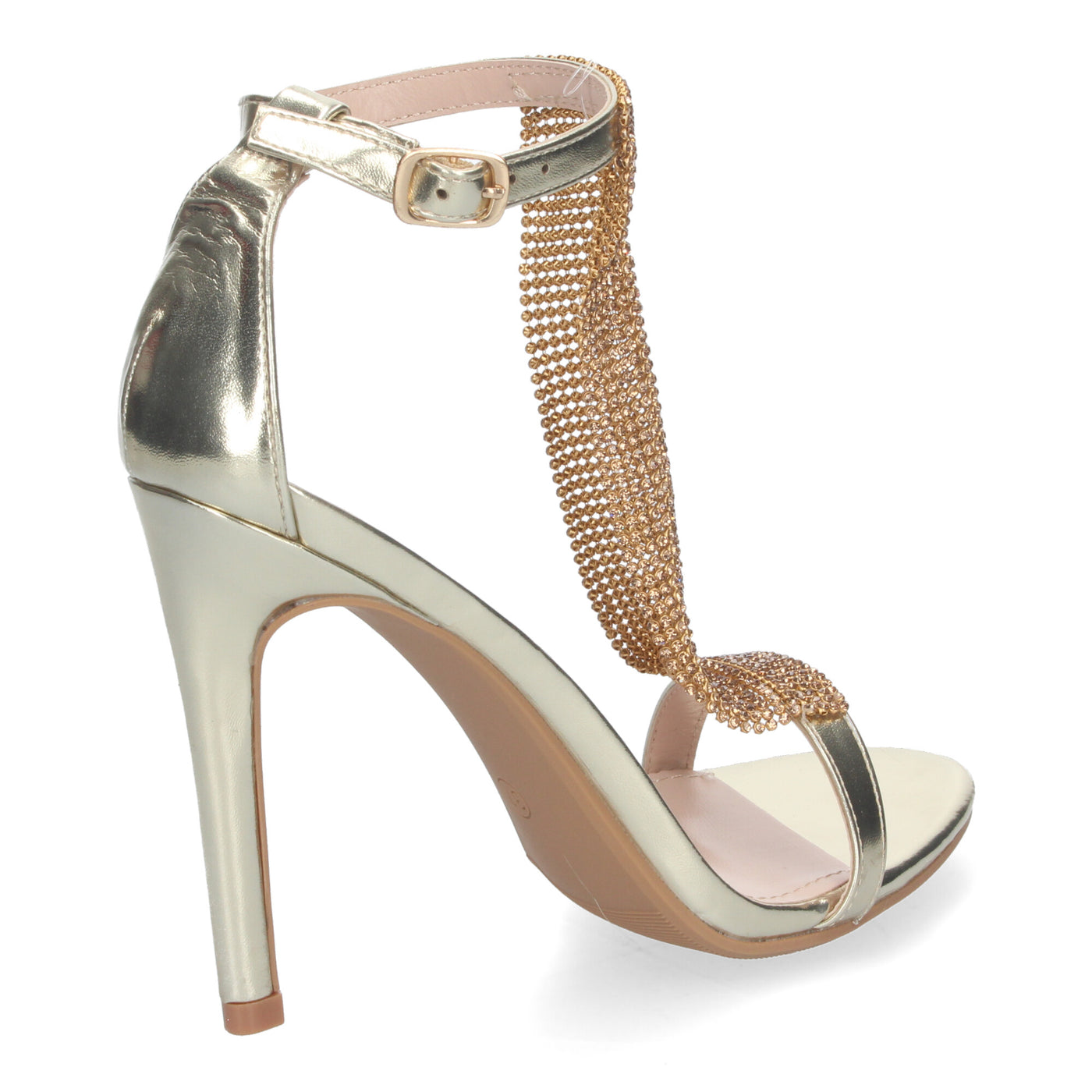 Sandalias de Fiesta con Tacón Alto Oro