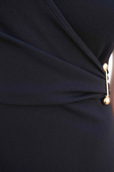 VESTIDO MIDI PUNTO APLIQUE DORADO