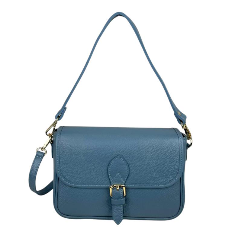 Bolso Bandolera de Piel Italiana con Asa Corta y Bolsillo Trasero